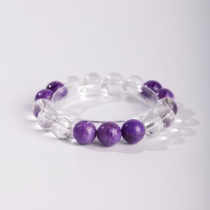 Whisper in Amethyst|Charoite & Clear Quartz Bracelet
