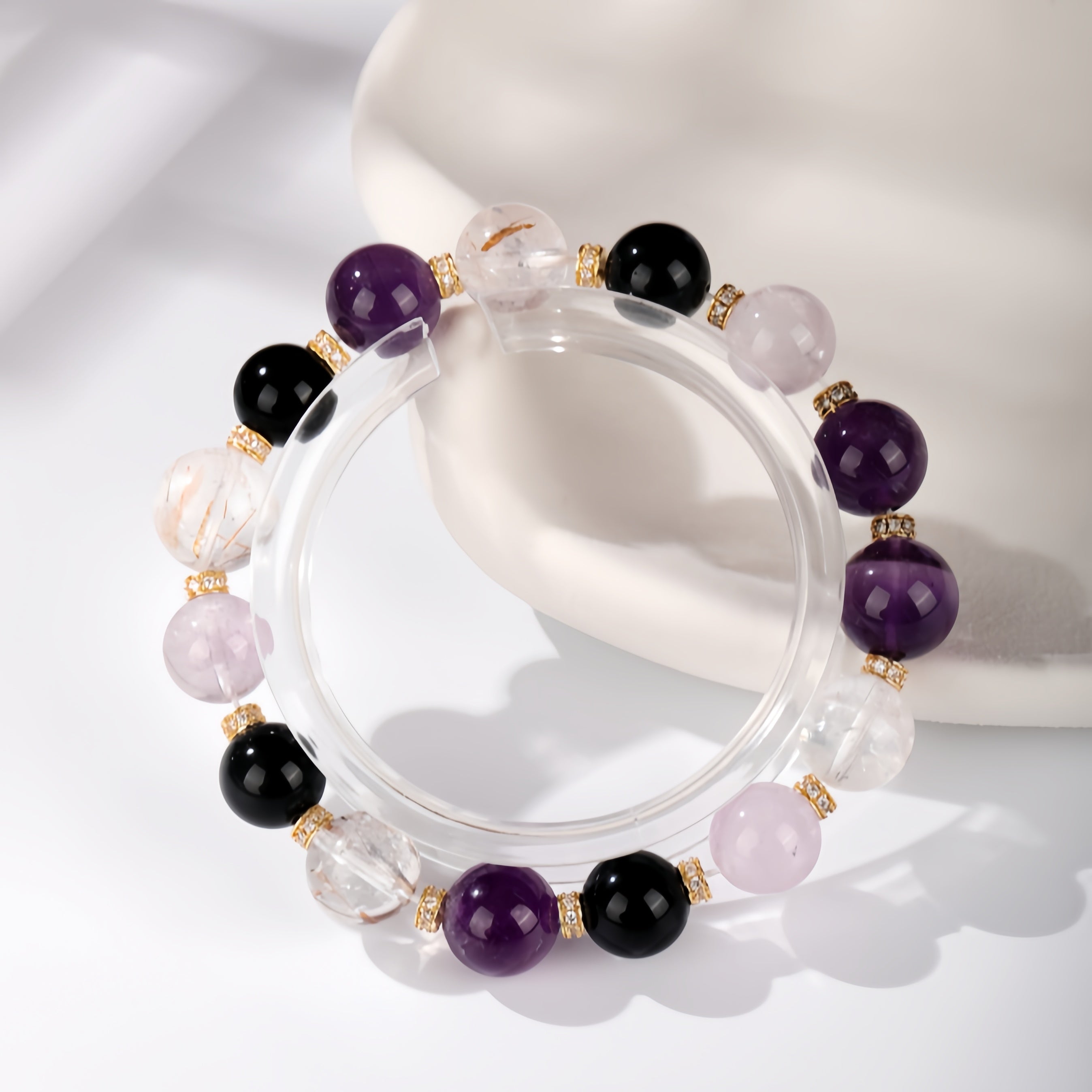 Heart of Eclipse|Amethyst × Obsidian × Black Rutile - Image 2